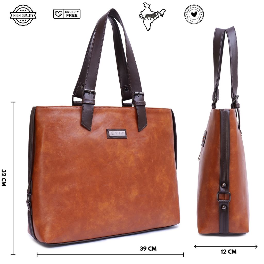 VISMIINTREND Office Bag for Women Upto 15.6 Inch Laptop | Travel Handbag | Pu Leather Stylish Tote Bag | Trendy Office Use Sling Bag | Diwali Gift for Mother | Wife