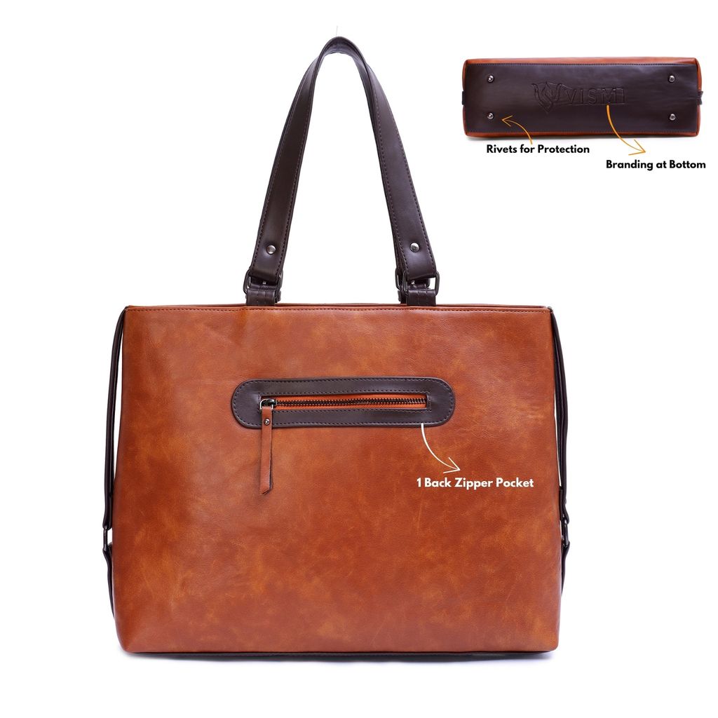 VISMIINTREND Office Bag for Women Upto 15.6 Inch Laptop | Travel Handbag | Pu Leather Stylish Tote Bag | Trendy Office Use Sling Bag | Diwali Gift for Mother | Wife