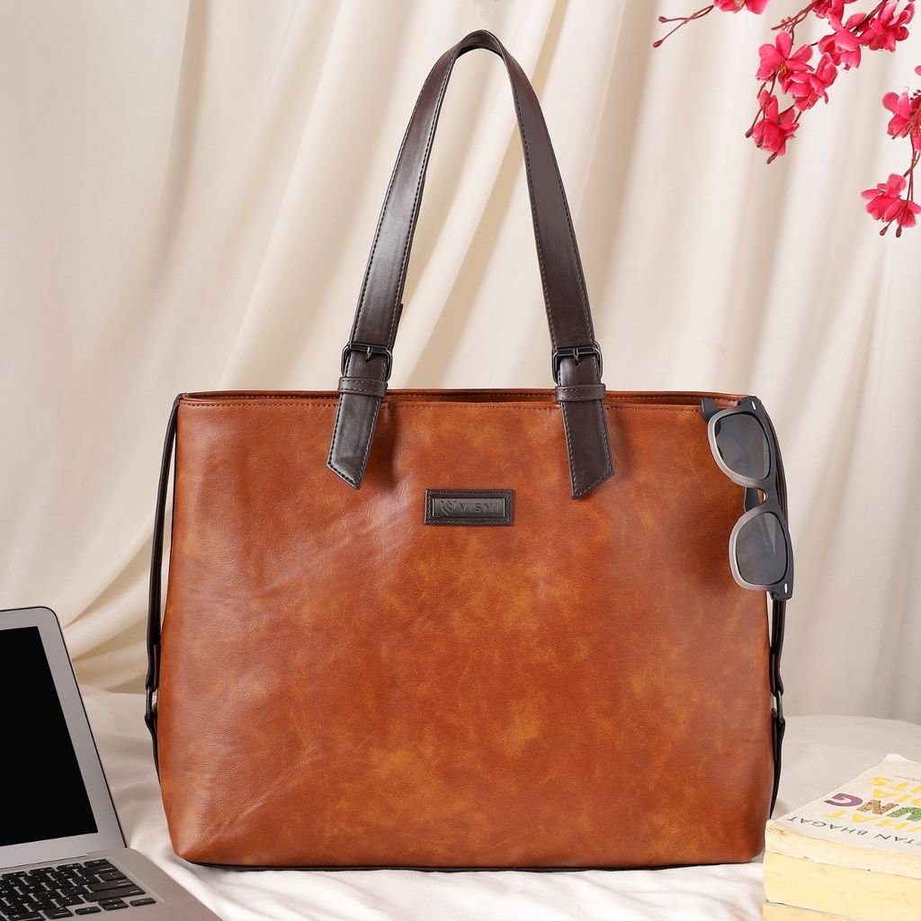 VISMIINTREND Office Bag for Women Upto 15.6 Inch Laptop | Travel Handbag | Pu Leather Stylish Tote Bag | Trendy Office Use Sling Bag | Diwali Gift for Mother | Wife