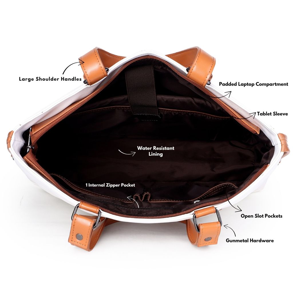 VISMIINTREND Office Bag for Women Upto 15.6 Inch Laptop | Travel Handbag | Pu Leather Stylish Tote Bag | Trendy Office Use Sling Bag | Diwali Gift for Mother | Wife