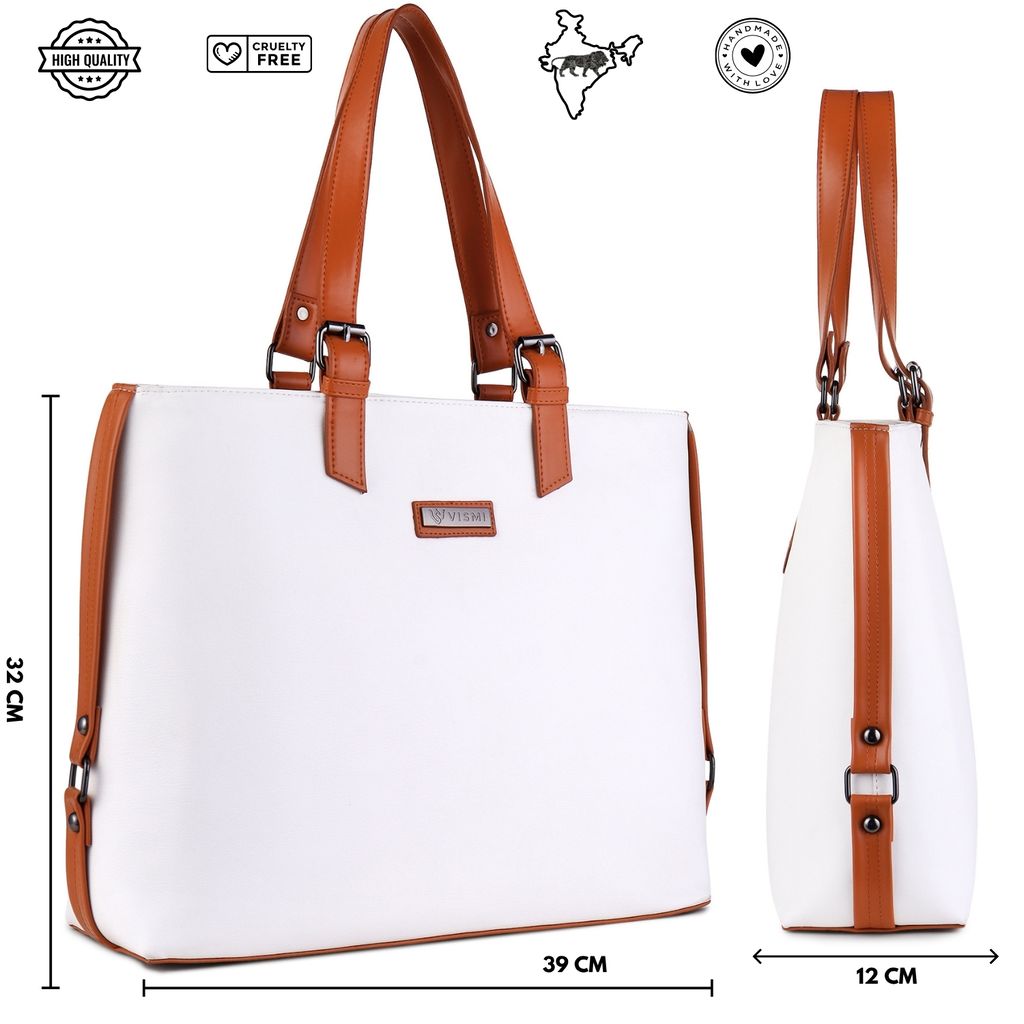 VISMIINTREND Office Bag for Women Upto 15.6 Inch Laptop | Travel Handbag | Pu Leather Stylish Tote Bag | Trendy Office Use Sling Bag | Diwali Gift for Mother | Wife