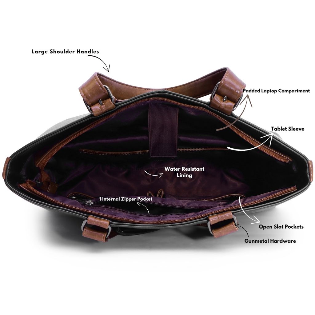 VISMIINTREND Office Bag for Women Upto 15.6 Inch Laptop | Travel Handbag | Pu Leather Stylish Tote Bag | Trendy Office Use Sling Bag | Diwali Gift for Mother | Wife