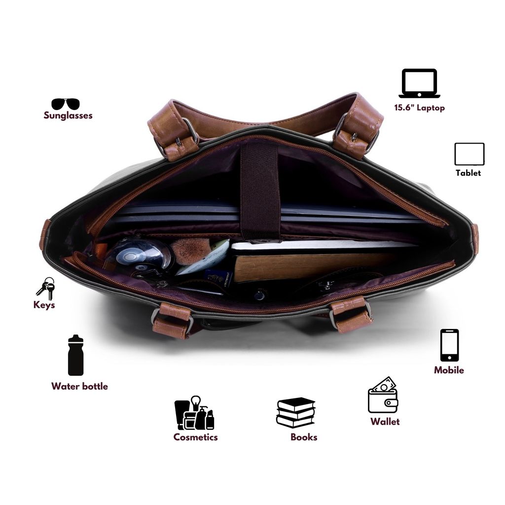 VISMIINTREND Office Bag for Women Upto 15.6 Inch Laptop | Travel Handbag | Pu Leather Stylish Tote Bag | Trendy Office Use Sling Bag | Diwali Gift for Mother | Wife