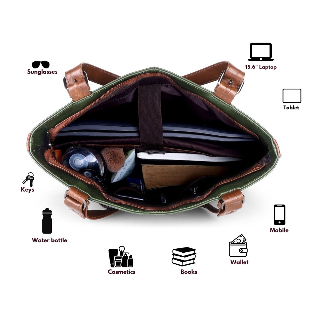 VISMIINTREND Office Bag for Women Upto 15.6 Inch Laptop | Travel Handbag | Pu Leather Stylish Tote Bag | Trendy Office Use Sling Bag | Diwali Gift for Mother | Wife