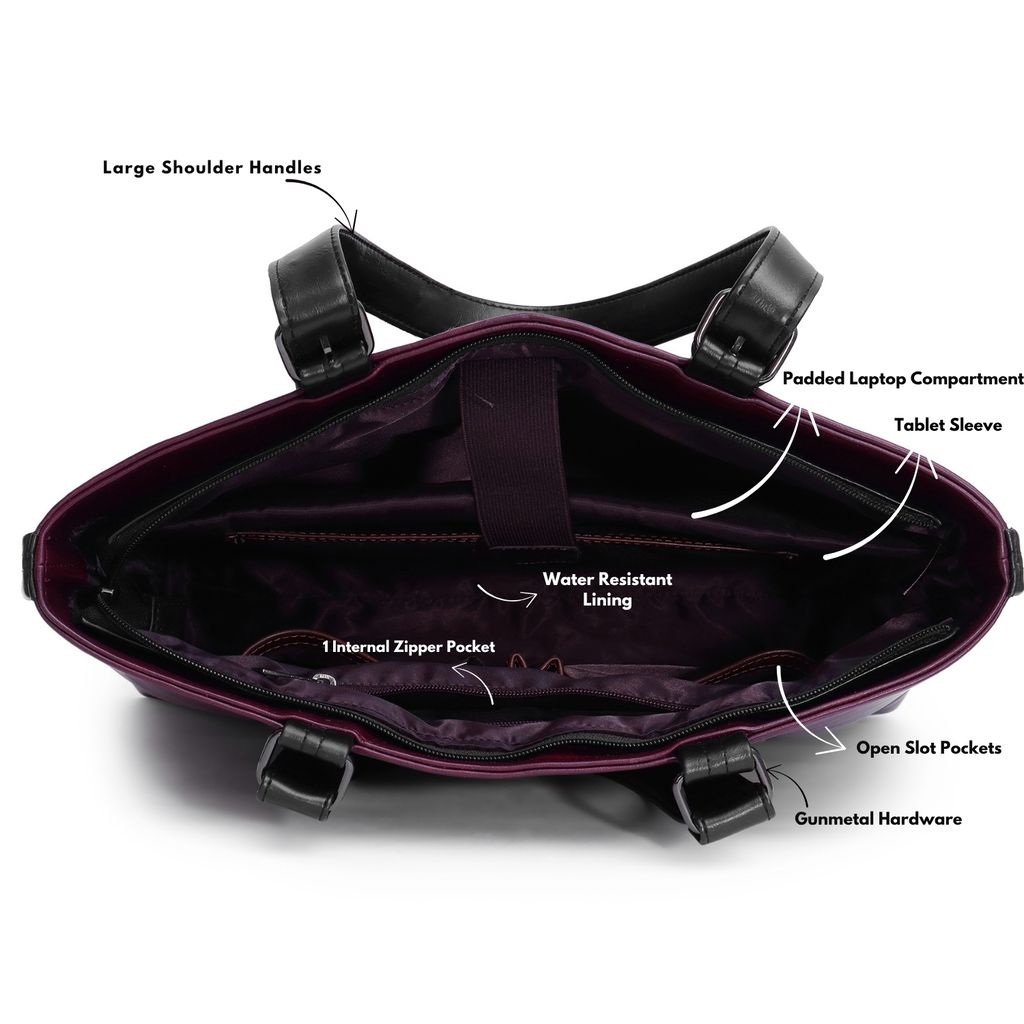 VISMIINTREND Office Bag for Women Upto 15.6 Inch Laptop | Travel Handbag | Pu Leather Stylish Tote Bag | Trendy Office Use Sling Bag | Diwali Gift for Mother | Wife