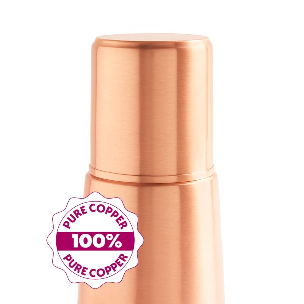 Borosil 950 ml Crest Copper Bottle | 100% Pure Copper, BPA Free & Leakproof with Anti-Oxidant Properties of Copper Bottle for Home, School & Office