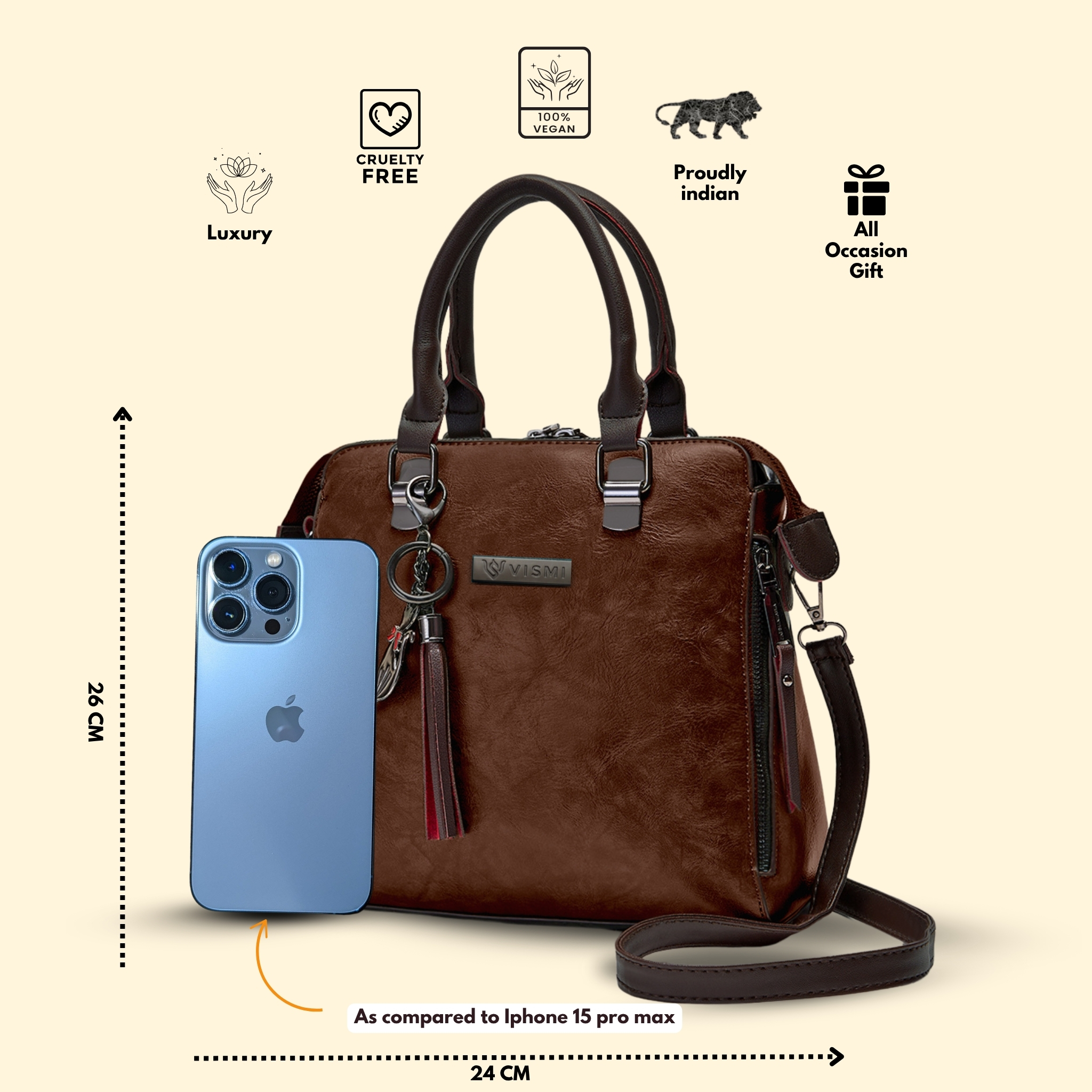 VISMIINTREND Stylish Sling Bag | Pu Leather Crossbody Satchel Bag | Women Handbag for Office | Travel | Daily Use | Detachable Adjustable Strap