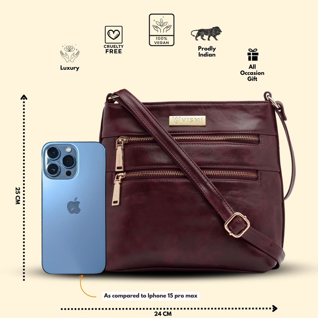 VISMIINTREND Sling Bag for Women | Crossbody Messenger Bag | Pu Leather Stylish Shoulder Bag | Water Resistant Adjustable Strap