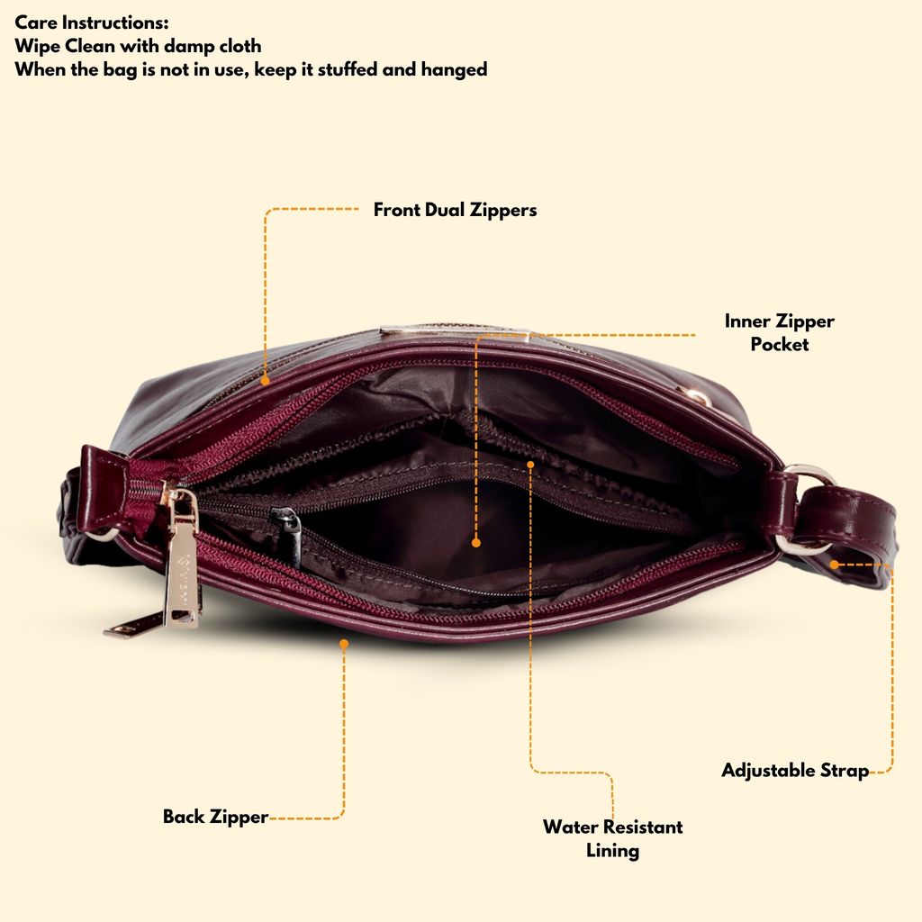 VISMIINTREND Sling Bag for Women | Crossbody Messenger Bag | Pu Leather Stylish Shoulder Bag | Water Resistant Adjustable Strap