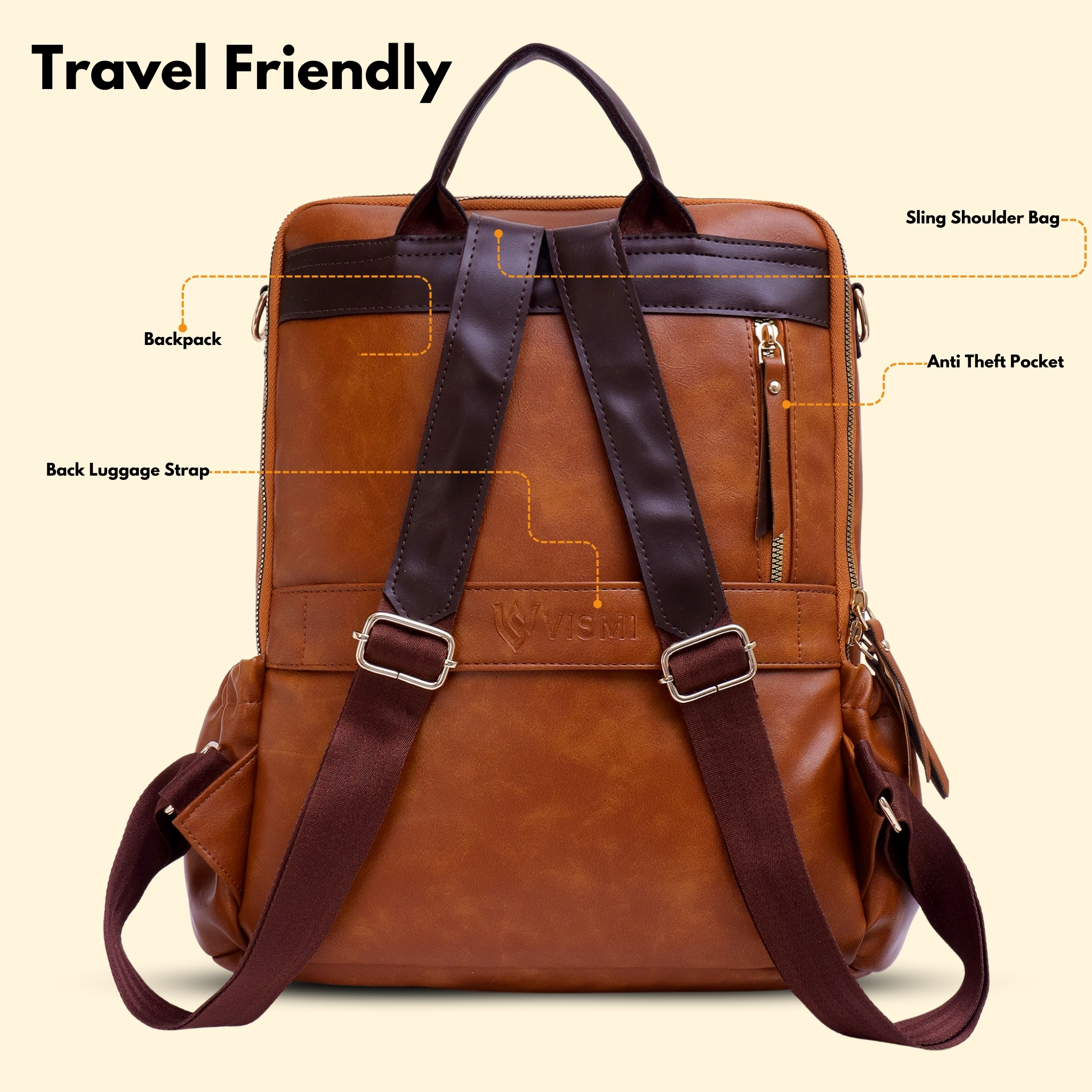 VISMIINTREND Women Bags | Stylish College Backpack | Backpack for Office Use | Travel Backpack | Vegan Leather | Waterproof | Laptop Backpack