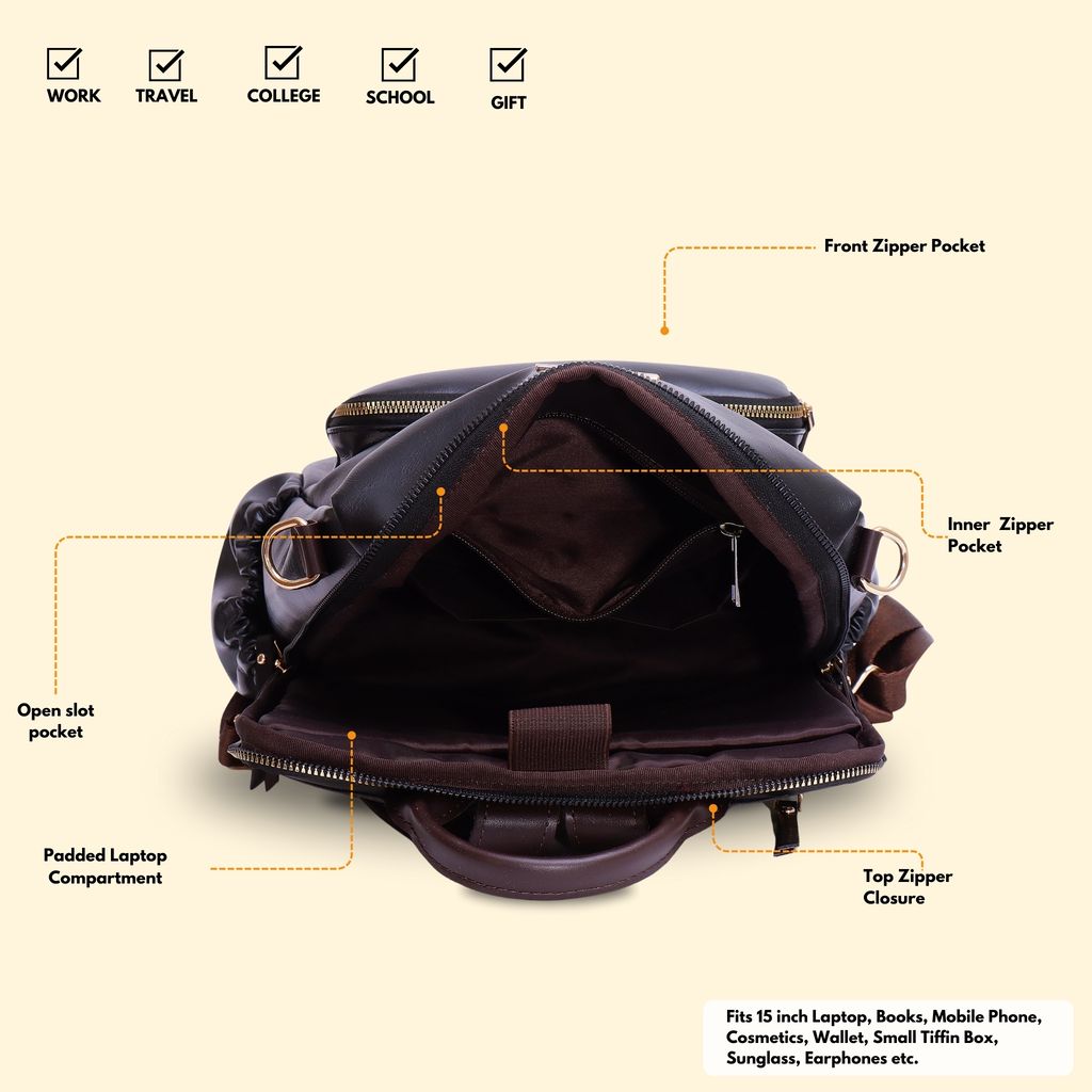 VISMIINTREND Women Bags | Stylish College Backpack | Backpack for Office Use | Travel Backpack | Vegan Leather | Waterproof | Laptop Backpack