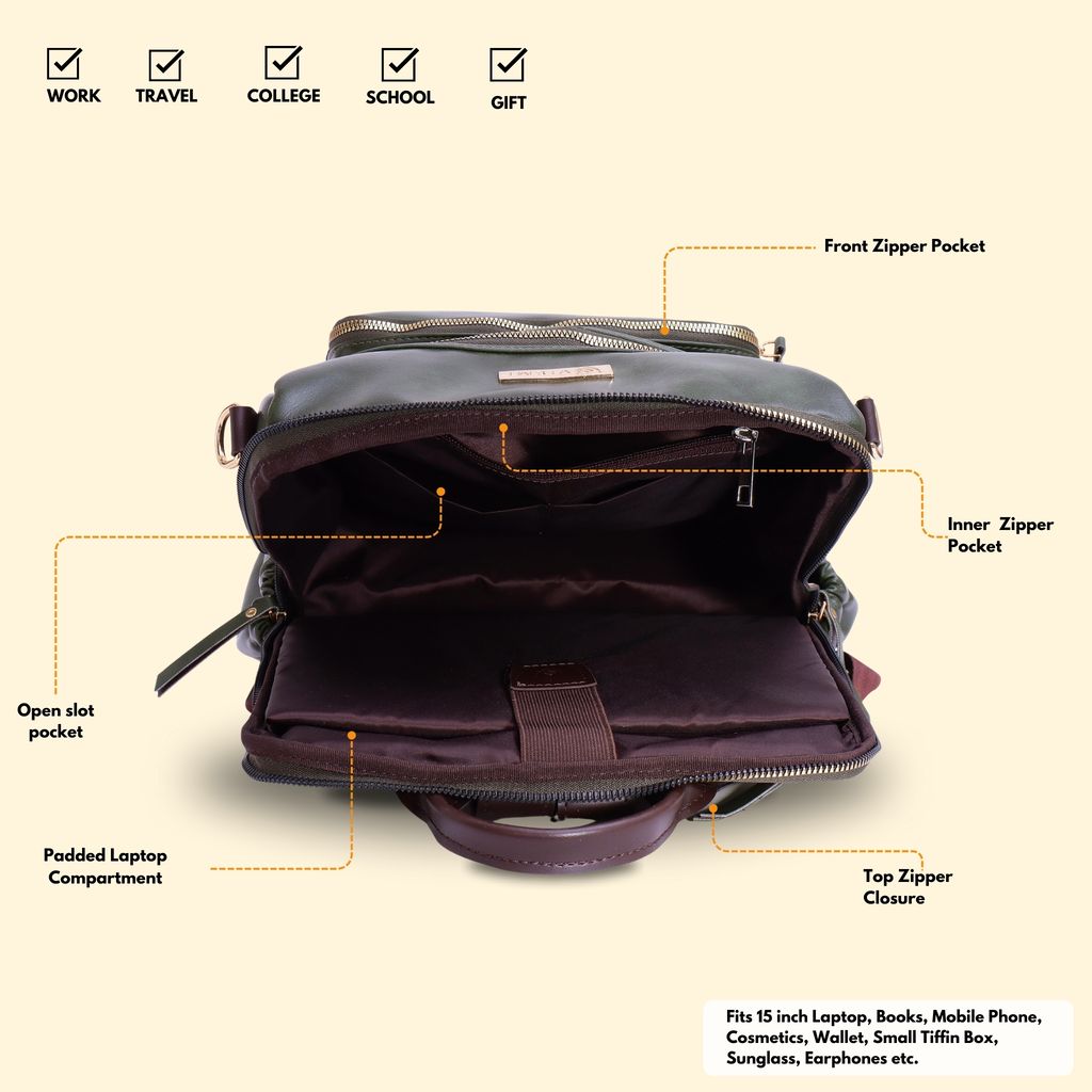 VISMIINTREND Women Bags | Stylish College Backpack | Backpack for Office Use | Travel Backpack | Vegan Leather | Waterproof | Laptop Backpack