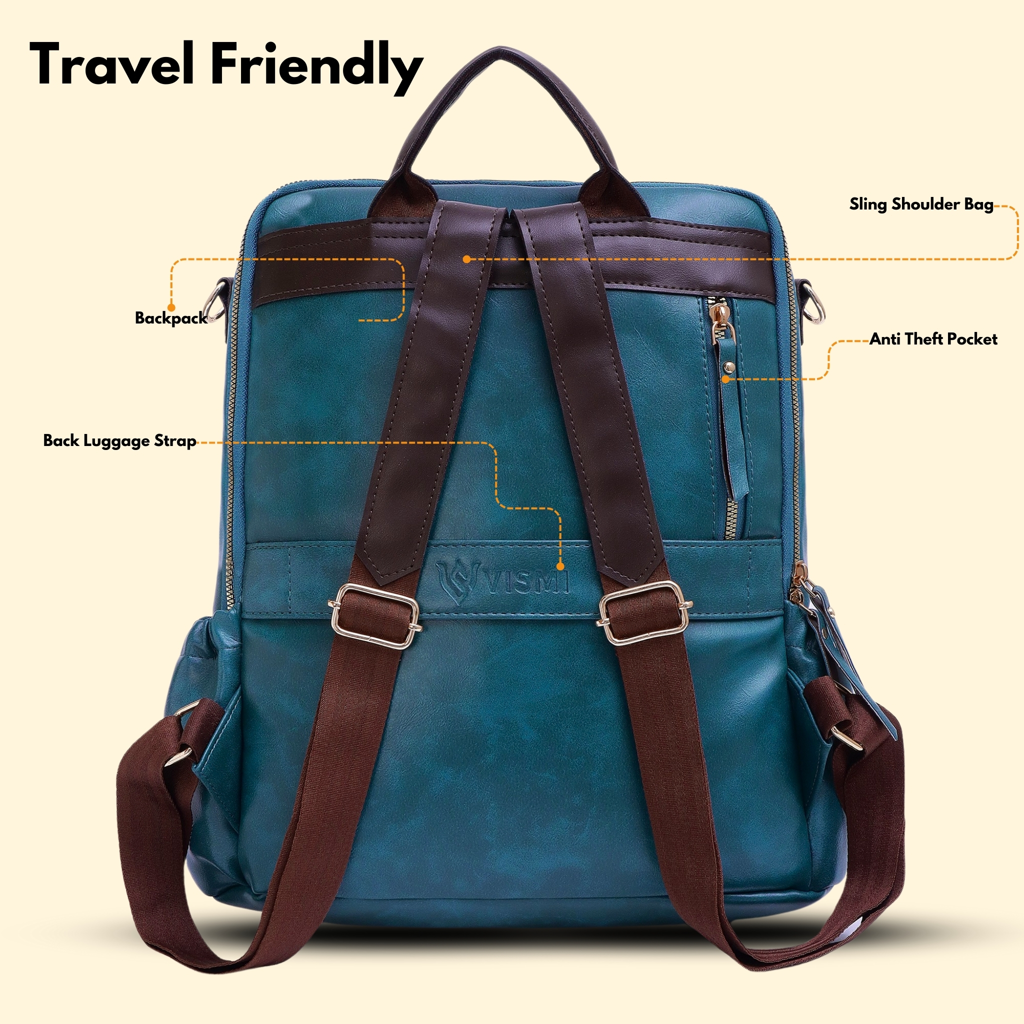 VISMIINTREND Women Bags | Stylish College Backpack | Backpack for Office Use | Travel Backpack | Vegan Leather | Waterproof | Laptop Backpack