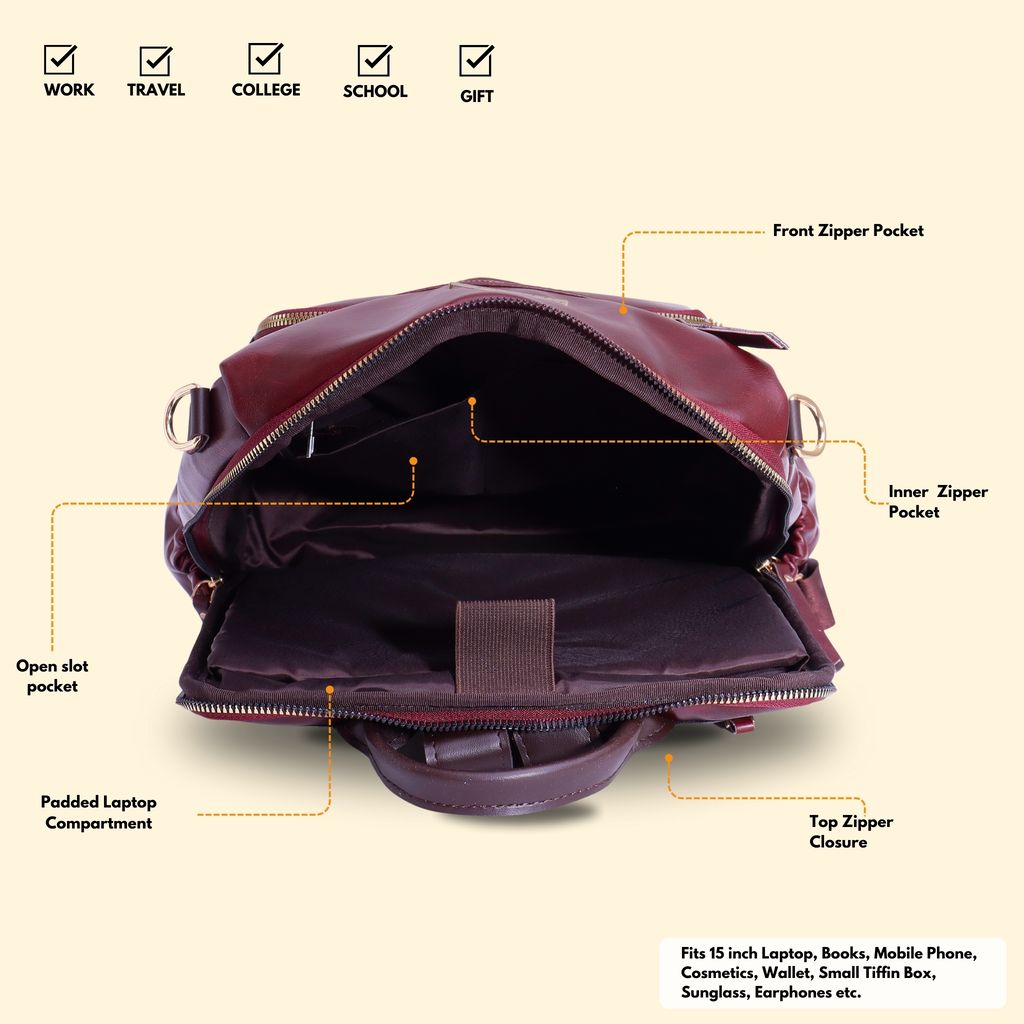 VISMIINTREND Women Bags | Stylish College Backpack | Backpack for Office Use | Travel Backpack | Vegan Leather | Waterproof | Laptop Backpack