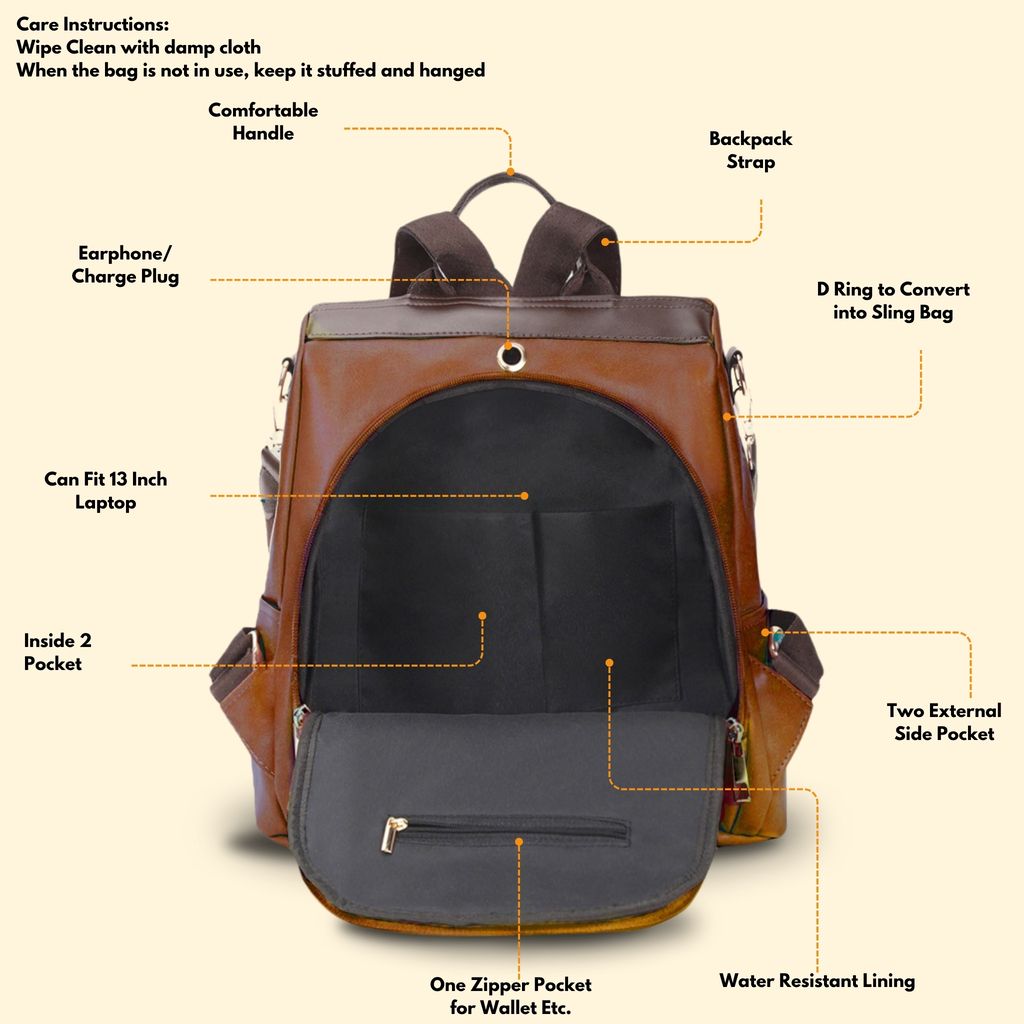 VISMIINTREND Women Backpack for Office Use Upto 13 Inch Laptop | Stylish Backpack Bag | Travel | School | College | Office Use | Anti Theft Convertible Backpack