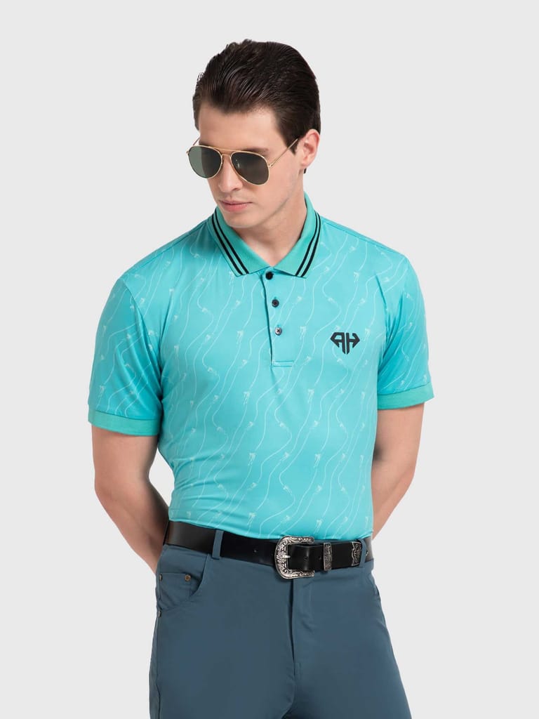 Turquoise Skiing Bolt AH Polo