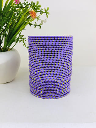 Metal Velvet Dotted Bangles "Purple Color Set of 36"