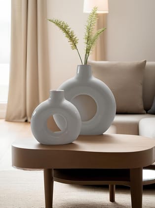 CozyClay Vaso Perla – Handmade Ceramic Vases, Set of 2, Pearl White, Modern Home Décor, Durable & Gift-Ready