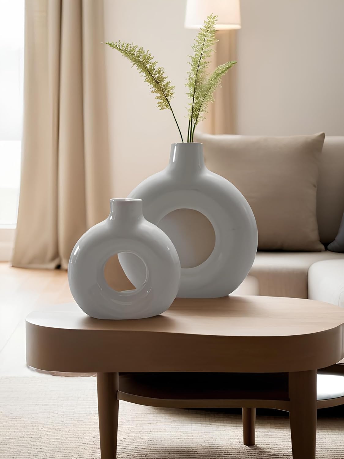 CozyClay Vaso Perla – Handmade Ceramic Vases, Set of 2, Pearl White, Modern Home Décor, Durable & Gift-Ready