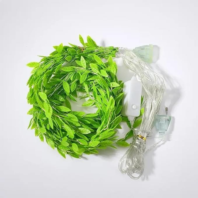 Artificial Green Leaf LED Vine String Lights Garland - 200 LEDs, 8 Modes, Adjustable Brightness, Perfect for Bedroom, Garden, Birthday & Festive Decor