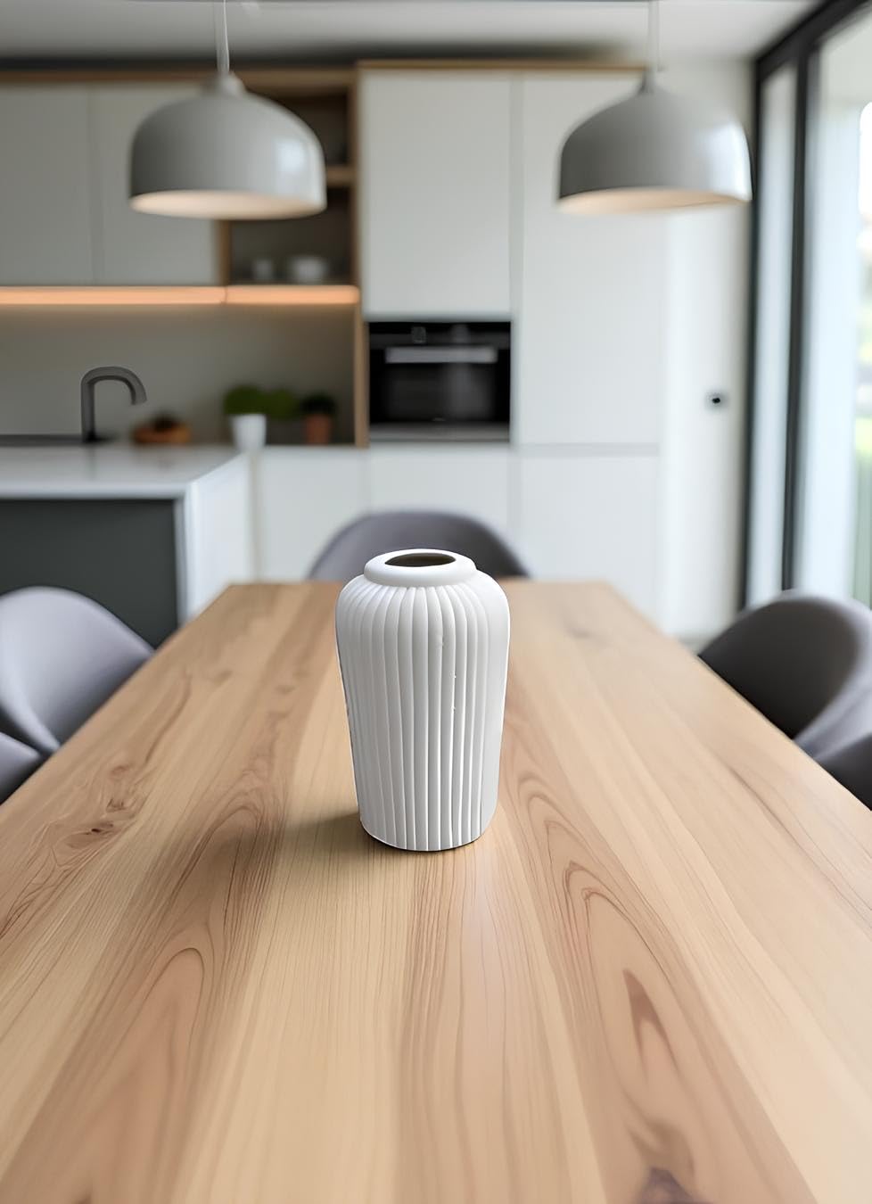 CozyClay Vel Bianco – Handmade Ceramic Vase, White, Matte Finish, Minimalist Modern Home & Office Décor, Waterproof & Easy to Clean