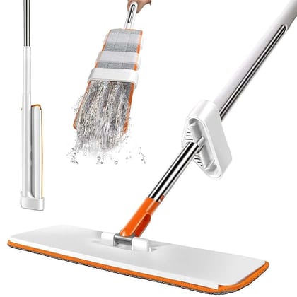 Moppers for Cleaning Floor Tekcool Microfiber Magic Mop for Floor Cleaning,Home Hands Free Squeeze Mop, Stainless-Steel Handle, Bucket Less and Microfiber Refill,