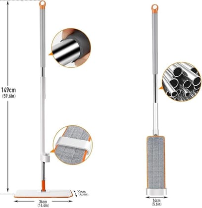 Moppers for Cleaning Floor Tekcool Microfiber Magic Mop for Floor Cleaning,Home Hands Free Squeeze Mop, Stainless-Steel Handle, Bucket Less and Microfiber Refill,