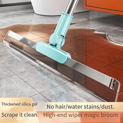 Magic Broom Sweeper Silicone Floor Wiper – Multipurpose Wipers for Bathroom Floor, Glass, Kitchen & Home Cleaning – Long Handle Floor Scrubber, Window Cleaner & Cleaning Tools for Home