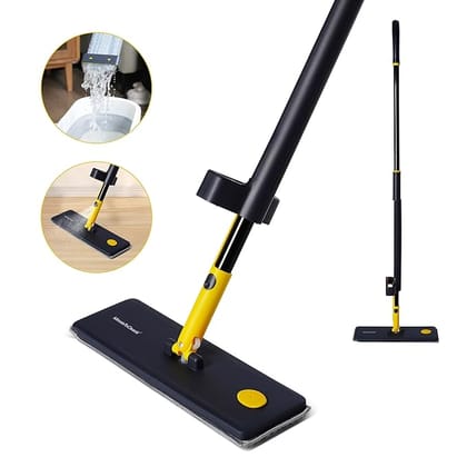 Flat Mop for Floor Cleaning with Built in Spray | Floor Cleaner Magic Mop for Glass, Wall, Tile and Home | Wet & Dry Use | 360° Rotation | 2 Microfiber Refill Pads | 34 Cm Head, Blue