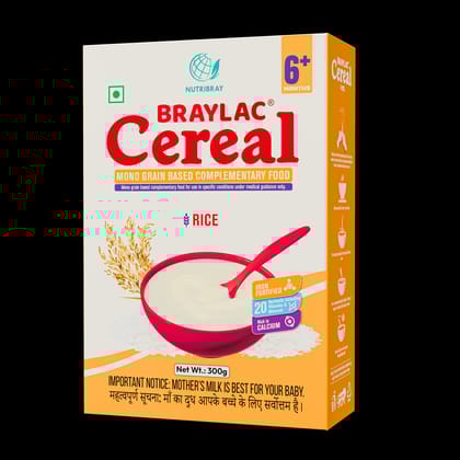 Braylac Cereal Rice | 300 g | Bag in Box | For 6 to 24 Months baby