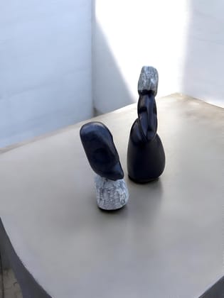 CozyClay Zen Monk Stone Statues (Set of 2) – Handmade Meditation Figurines for Home & Car Décor