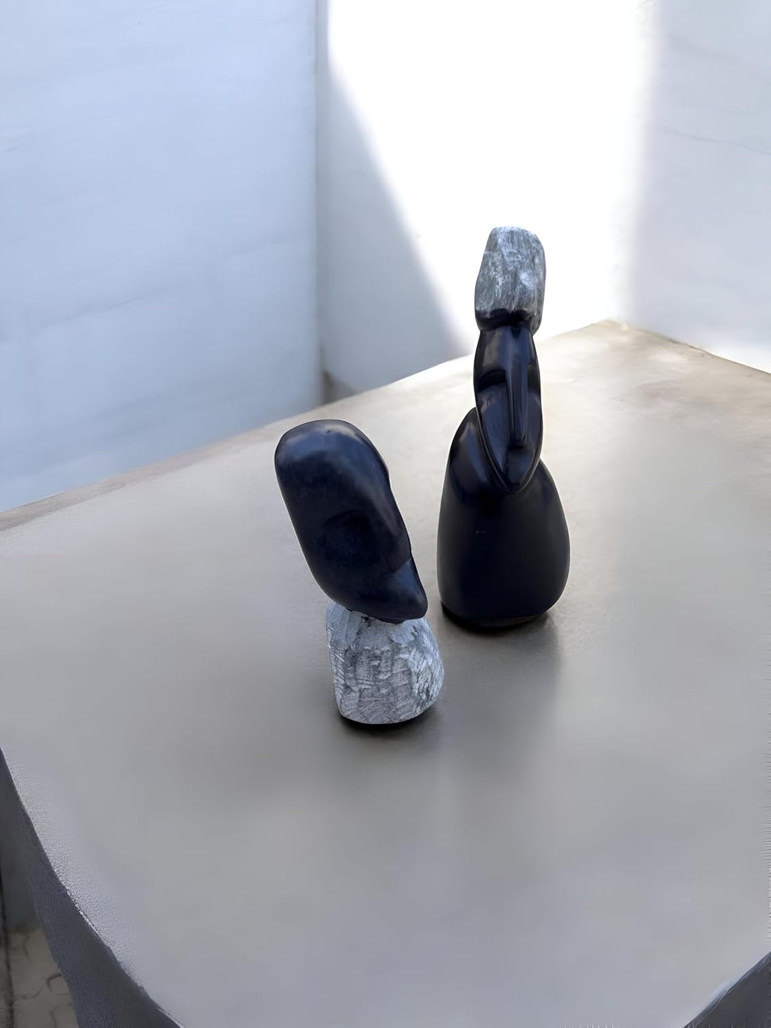 CozyClay Zen Monk Stone Statues (Set of 2) – Handmade Meditation Figurines for Home & Car Décor