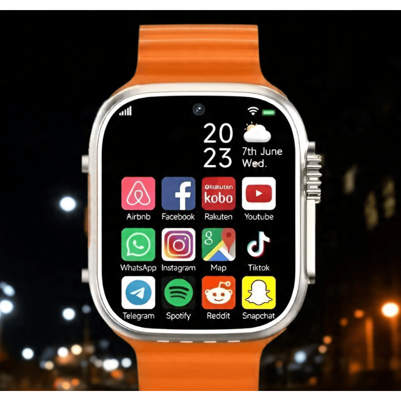 Smartwatch with Orange Strap & App Suite