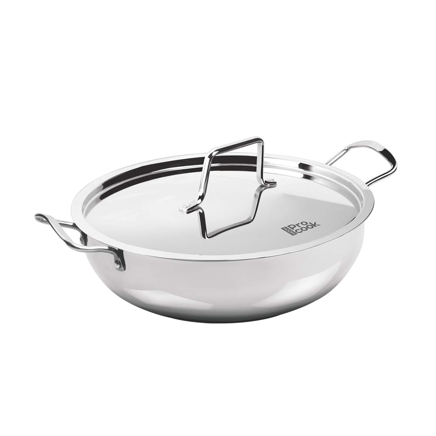 Milton Pro Cook Stainless Steel Kadhai with Lid, 20 cm / 1.8 Litre, Silver