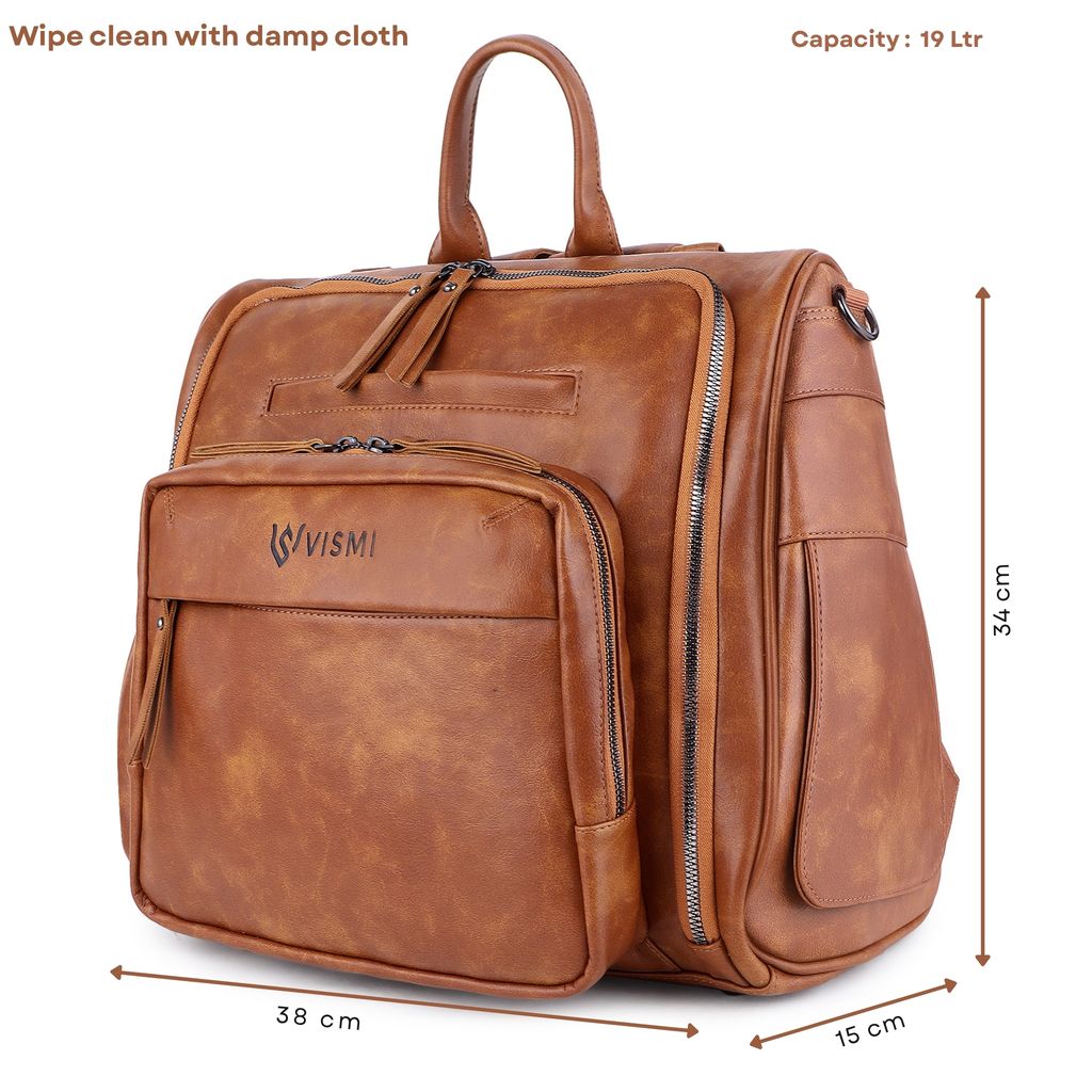 VISMIINTREND Diaper Bags for Mother & New Born Baby | Premium Pu Leather Maternity Bag | Convertible | Anti Theft | Trolley Sleeve | Travel Messenger Bag | Gift for Baby Shower, Moms to Be