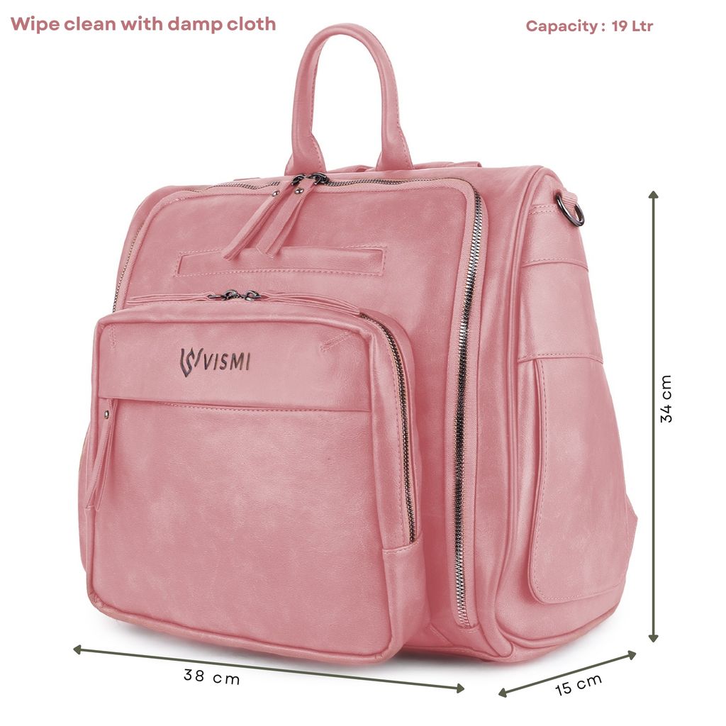 VISMIINTREND Diaper Bags for Mother & New Born Baby | Premium Pu Leather Maternity Bag | Convertible | Anti Theft | Trolley Sleeve | Travel Messenger Bag | Gift for Baby Shower, Moms to Be