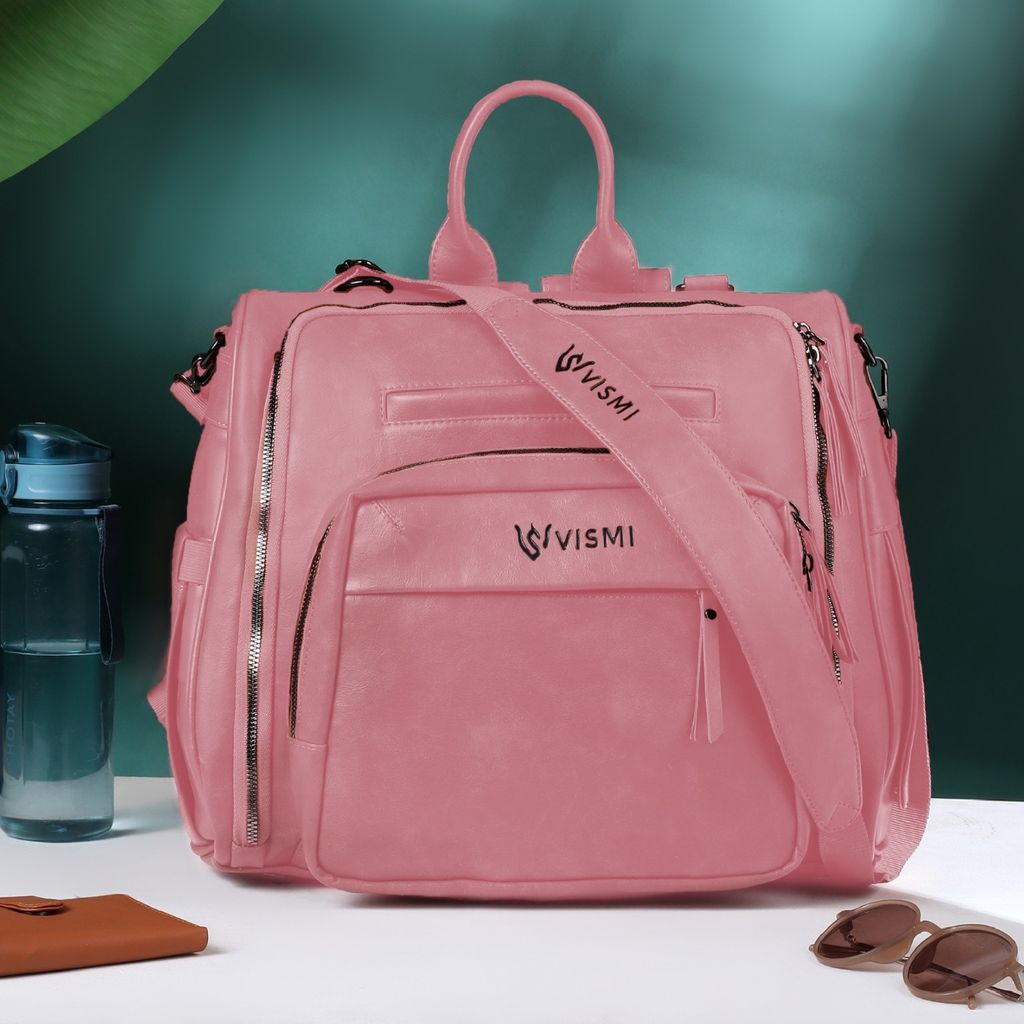 VISMIINTREND Diaper Bags for Mother & New Born Baby | Premium Pu Leather Maternity Bag | Convertible | Anti Theft | Trolley Sleeve | Travel Messenger Bag | Gift for Baby Shower, Moms to Be