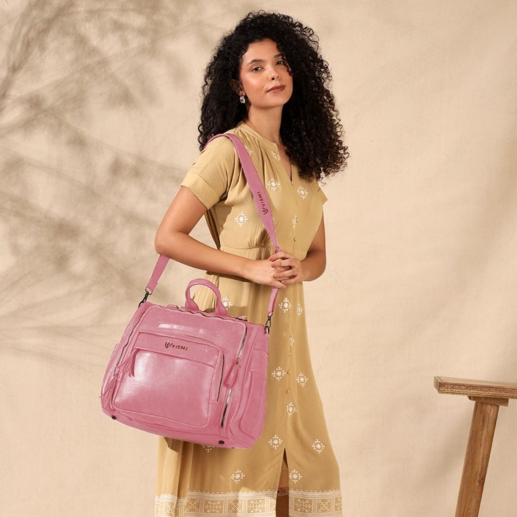 VISMIINTREND Diaper Bags for Mother & New Born Baby | Premium Pu Leather Maternity Bag | Convertible | Anti Theft | Trolley Sleeve | Travel Messenger Bag | Gift for Baby Shower, Moms to Be