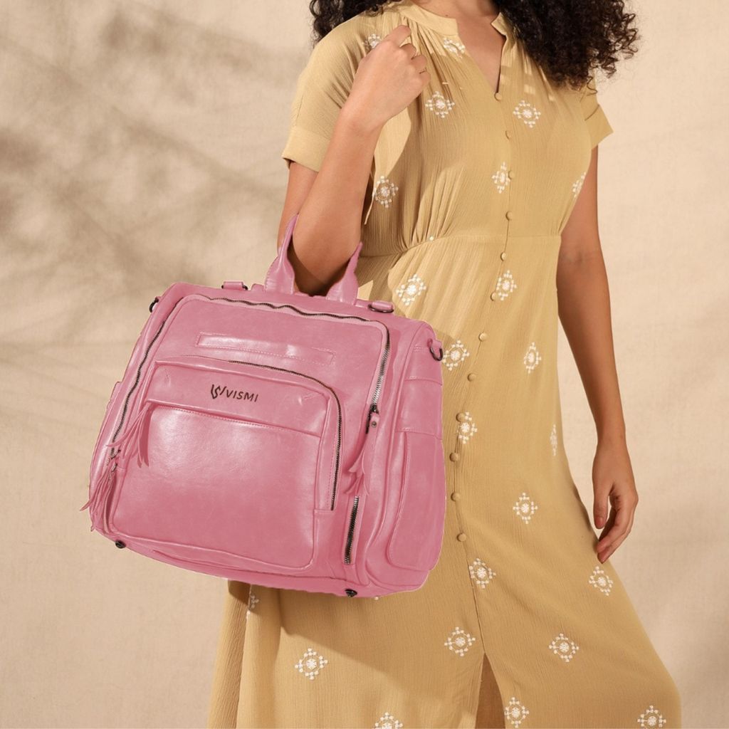 VISMIINTREND Diaper Bags for Mother & New Born Baby | Premium Pu Leather Maternity Bag | Convertible | Anti Theft | Trolley Sleeve | Travel Messenger Bag | Gift for Baby Shower, Moms to Be