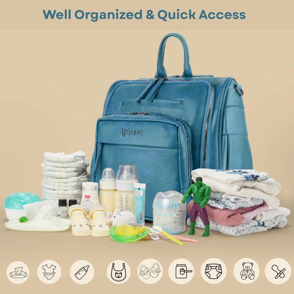 VISMIINTREND Diaper Bags for Mother & New Born Baby | Premium Pu Leather Maternity Bag | Convertible | Anti Theft | Trolley Sleeve | Travel Messenger Bag | Gift for Baby Shower, Moms to Be