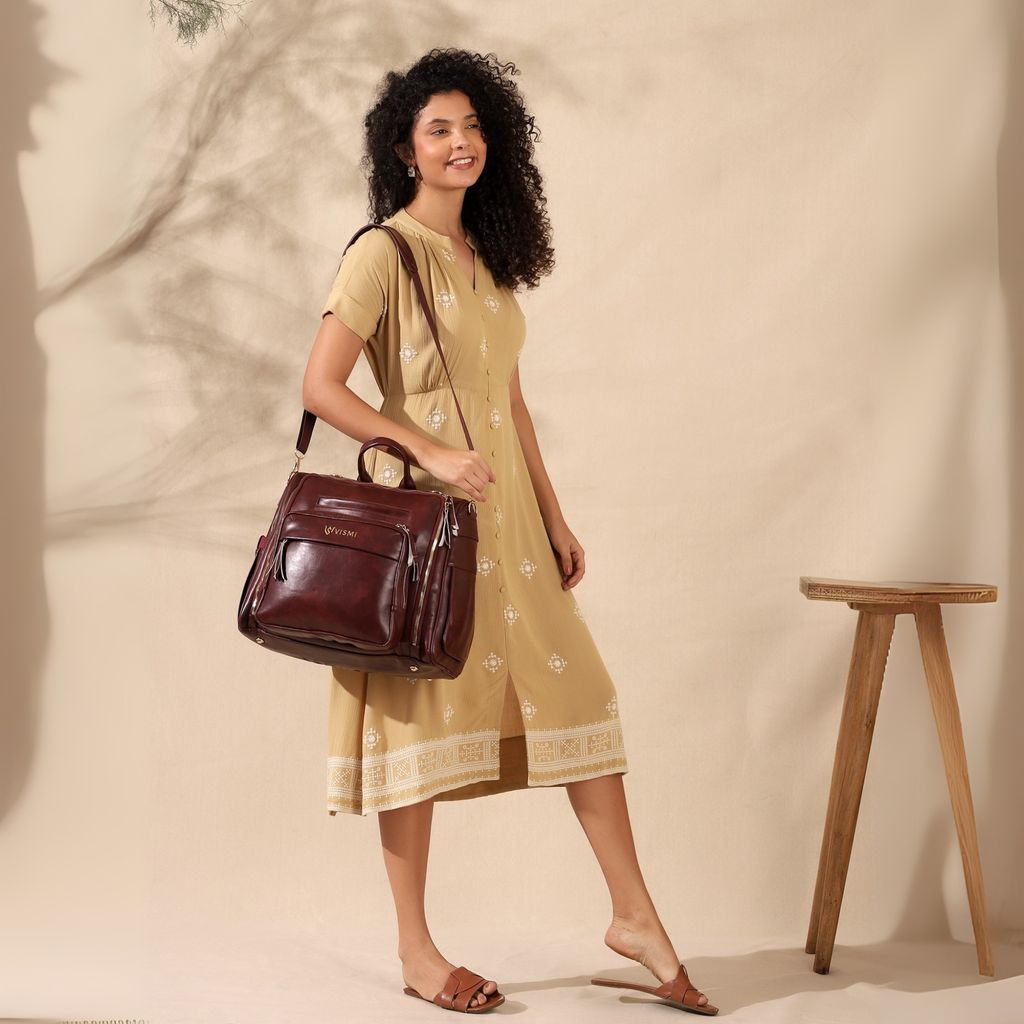 VISMIINTREND Diaper Bags for Mother & New Born Baby | Premium Pu Leather Maternity Bag | Convertible | Anti Theft | Trolley Sleeve | Travel Messenger Bag | Gift for Baby Shower, Moms to Be