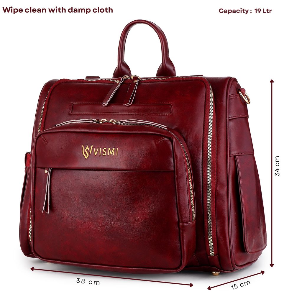 VISMIINTREND Diaper Bags for Mother & New Born Baby | Premium Pu Leather Maternity Bag | Convertible | Anti Theft | Trolley Sleeve | Travel Messenger Bag | Gift for Baby Shower, Moms to Be