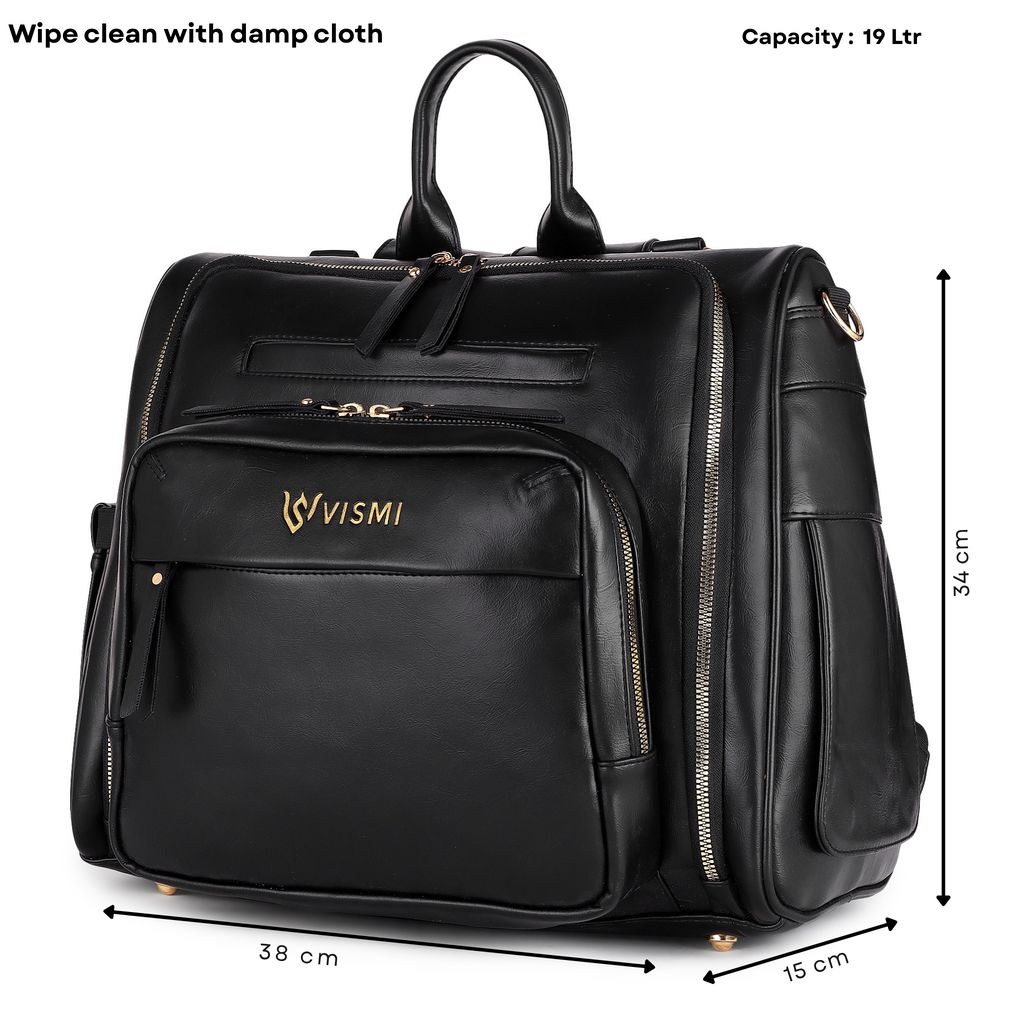 VISMIINTREND Diaper Bags for Mother & New Born Baby | Premium Pu Leather Maternity Bag | Convertible | Anti Theft | Trolley Sleeve | Travel Messenger Bag | Gift for Baby Shower, Moms to Be