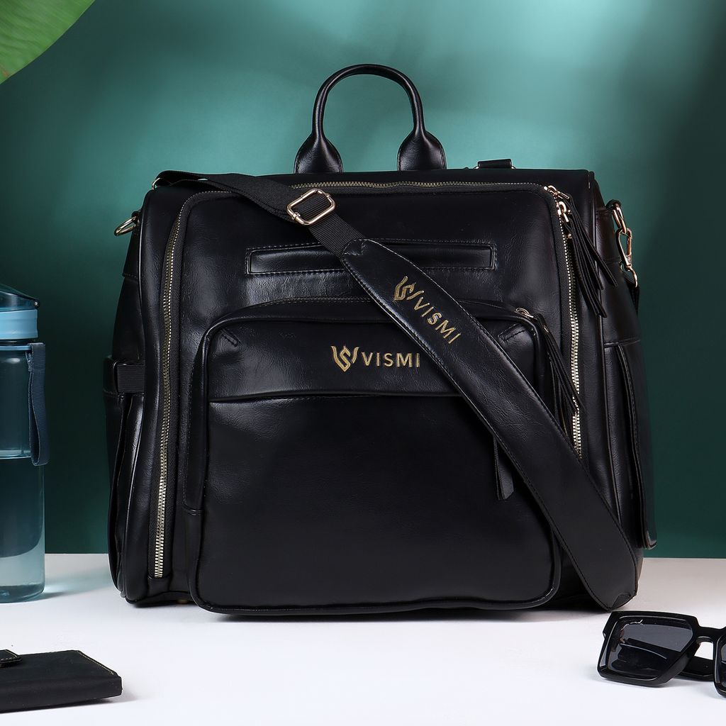 VISMIINTREND Diaper Bags for Mother & New Born Baby | Premium Pu Leather Maternity Bag | Convertible | Anti Theft | Trolley Sleeve | Travel Messenger Bag | Gift for Baby Shower, Moms to Be