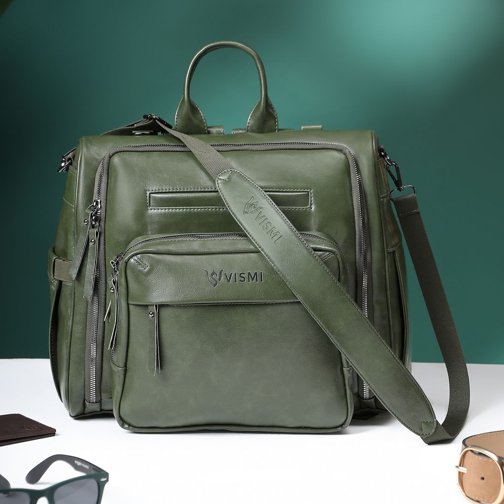 VISMIINTREND Diaper Bags for Mother & New Born Baby | Premium Pu Leather Maternity Bag | Convertible | Anti Theft | Trolley Sleeve | Travel Messenger Bag | Gift for Baby Shower, Moms to Be