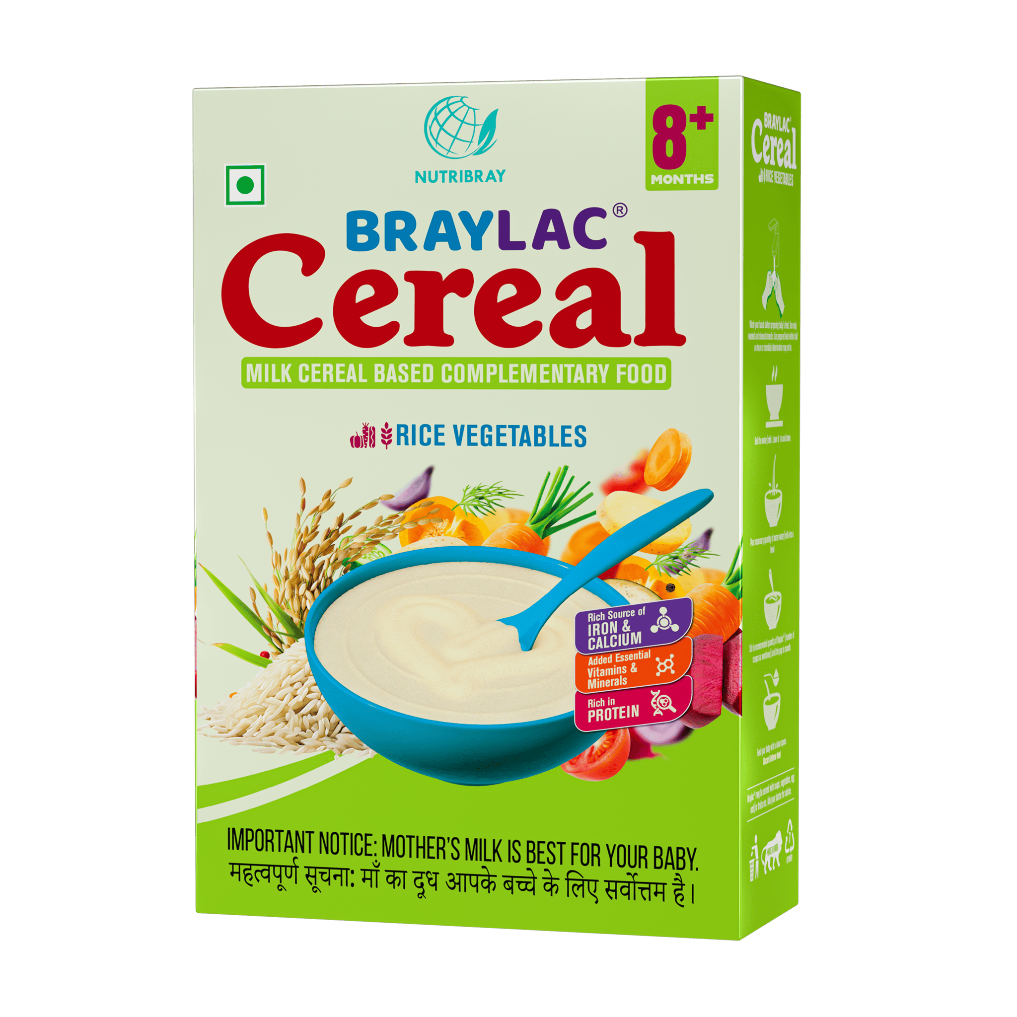 Braylac Cereal Rice & Vegetable | 300 g | Bag in Box | for 8+ months baby