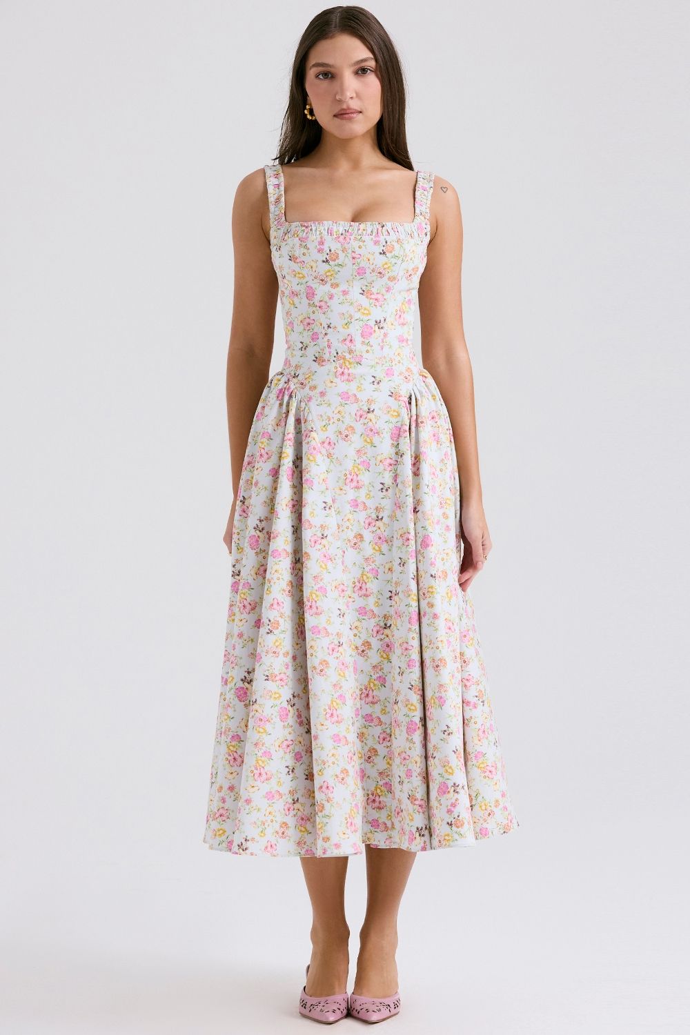 New Me Asia Elegant Floral Fit & Flare Sleeveless Midi Dress for Women – Summer Western Wear