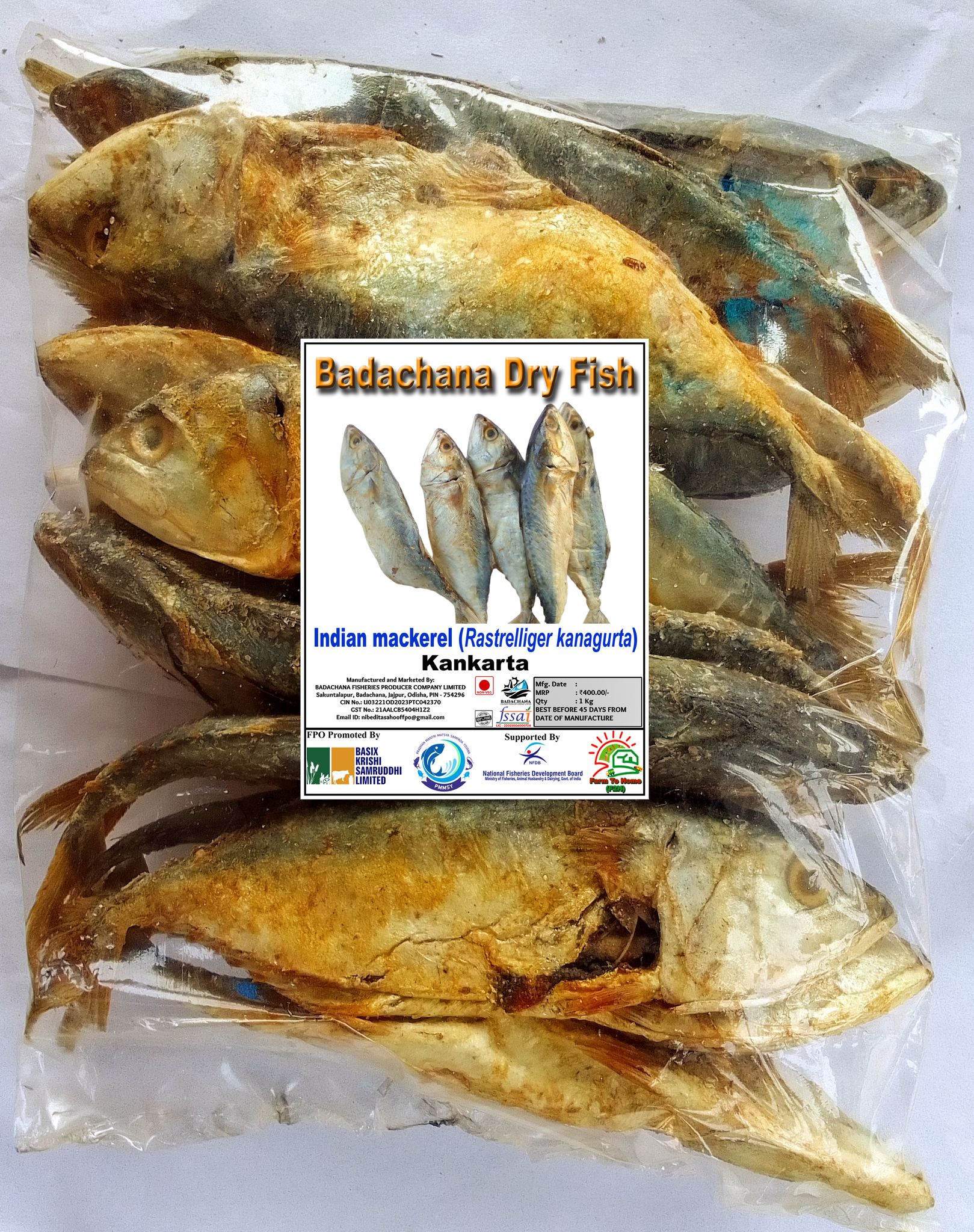 Indian mackerel (Rastrelliger kanagurta) | Kankarta | Badachana Dry Fish | 1Kg