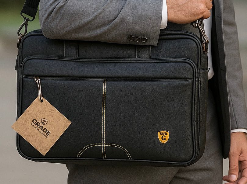 Men's Black PU Leather Formal Laptop Briefcase Office Bag