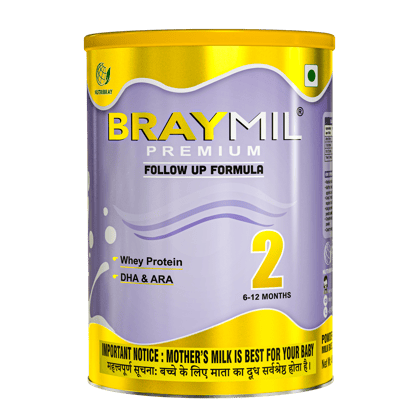 Braymil Premium 2 follow up formula Stage - 2 for 6-12 Months | 400 g Tin pack